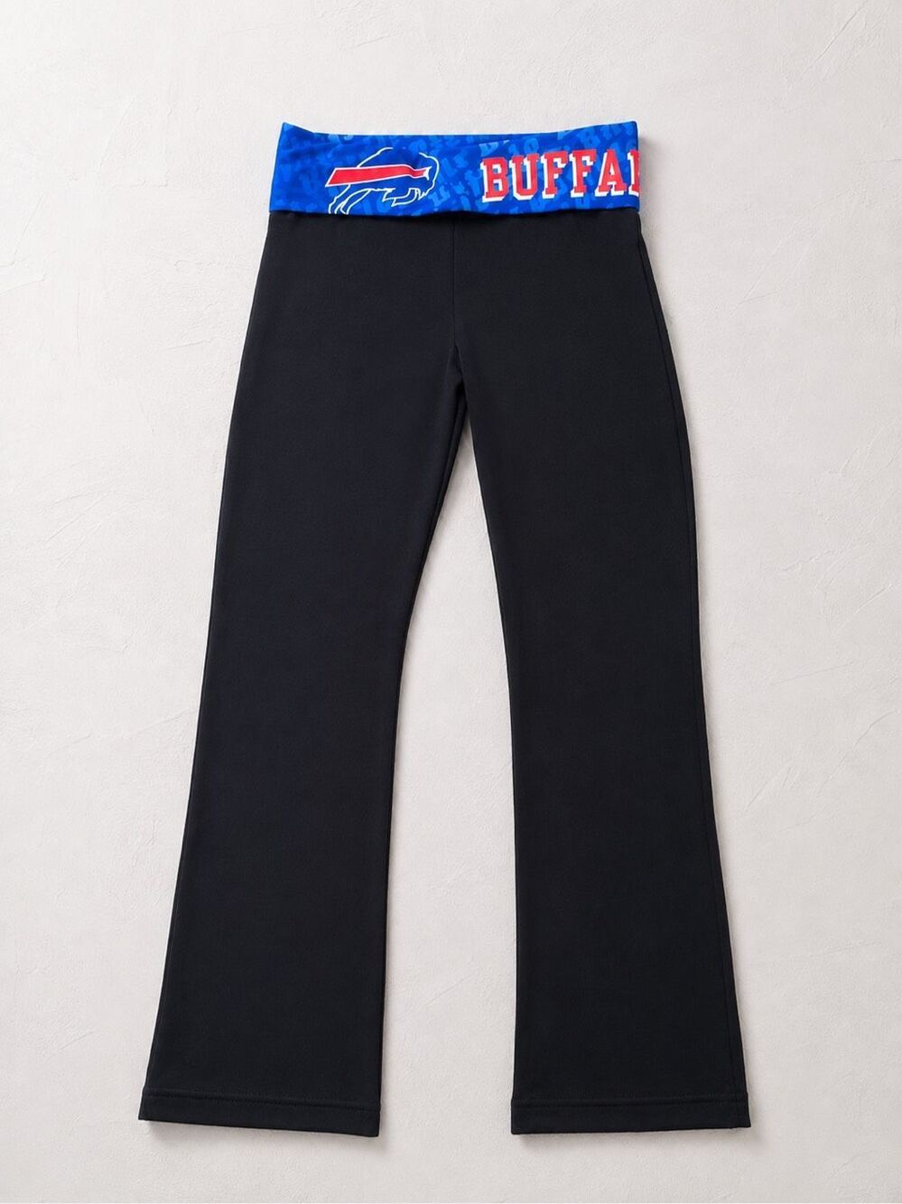 Buffalo Bills Women’s Medium Black Yoga Pants Foldover Waist NFL Team Apparel